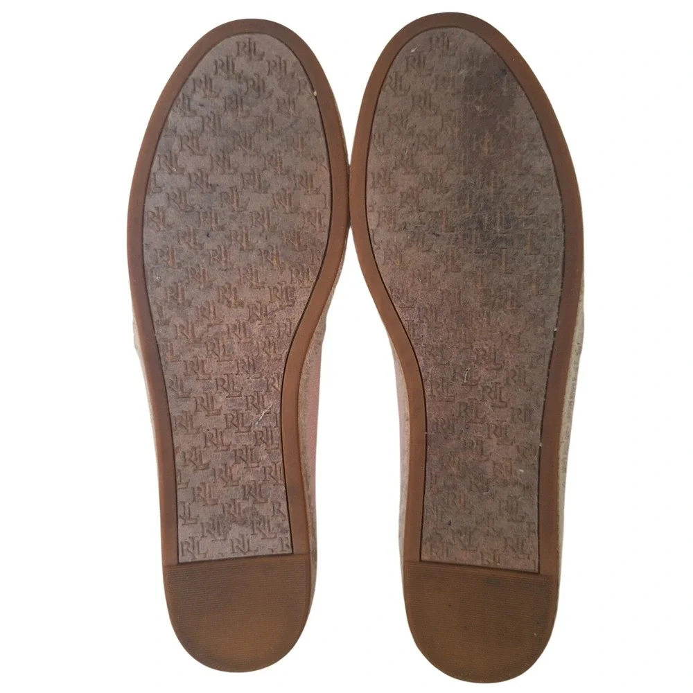 Lauren‎ Ralph Lauren Espadrille Women US 10 Caylee Canvas Flat Natural pink